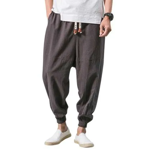 Men's Vintage Cotton Linen Loose Casual Harem Pants