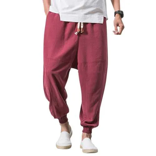 Men's Vintage Cotton Linen Loose Casual Harem Pants