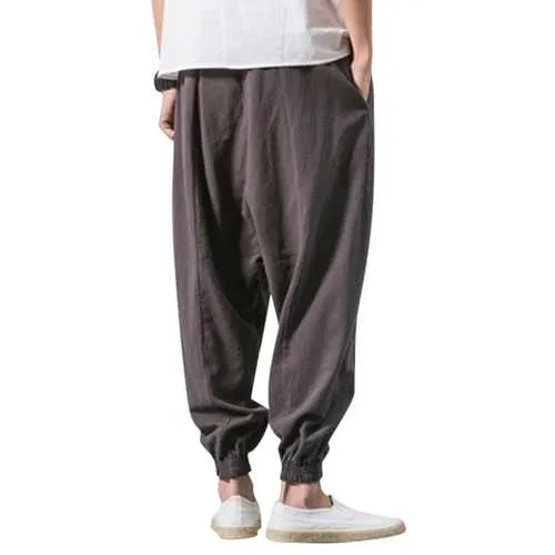 Men's Vintage Cotton Linen Loose Casual Harem Pants