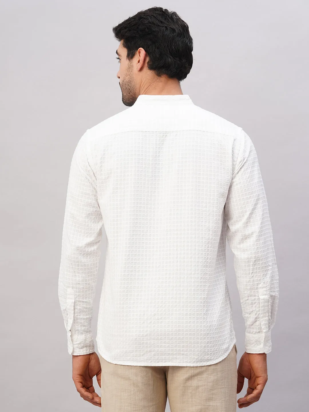 Men's White Cotton Regular Fit Shirt