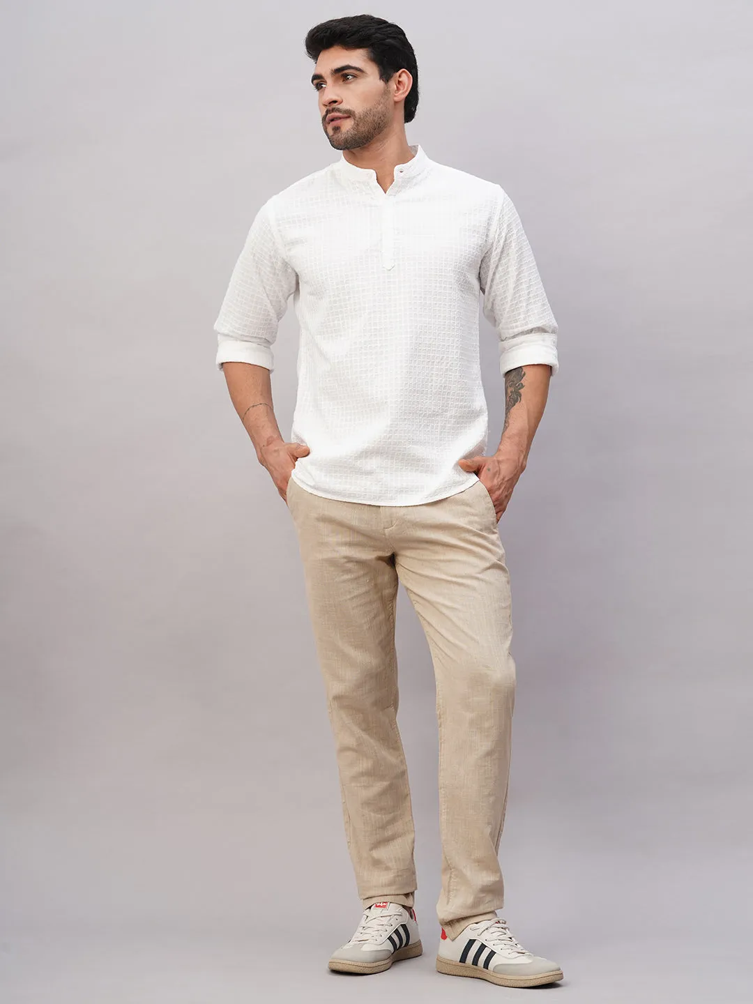 Men's White Cotton Regular Fit Shirt