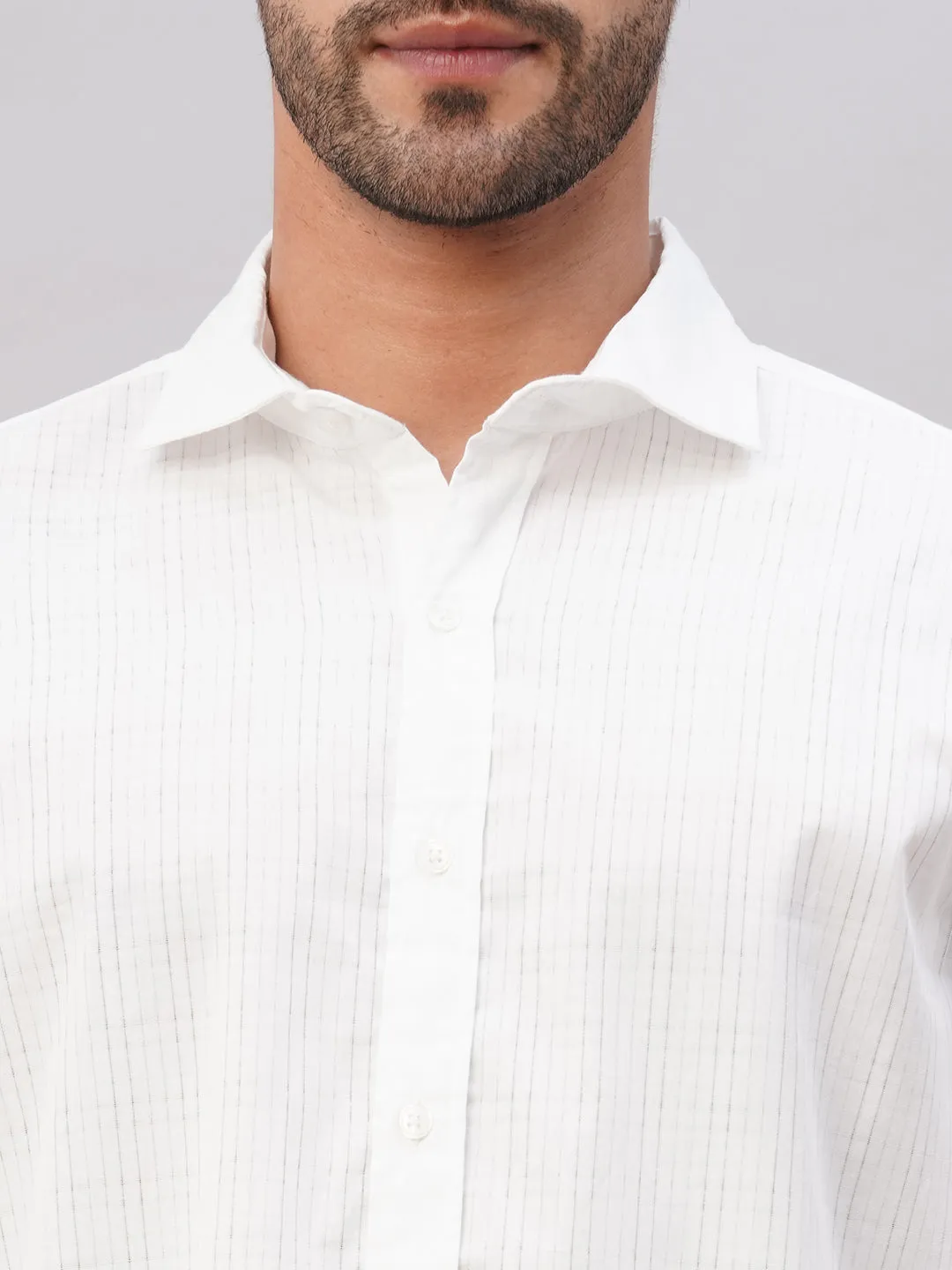 Men's White Cotton Slim Fit Shirt