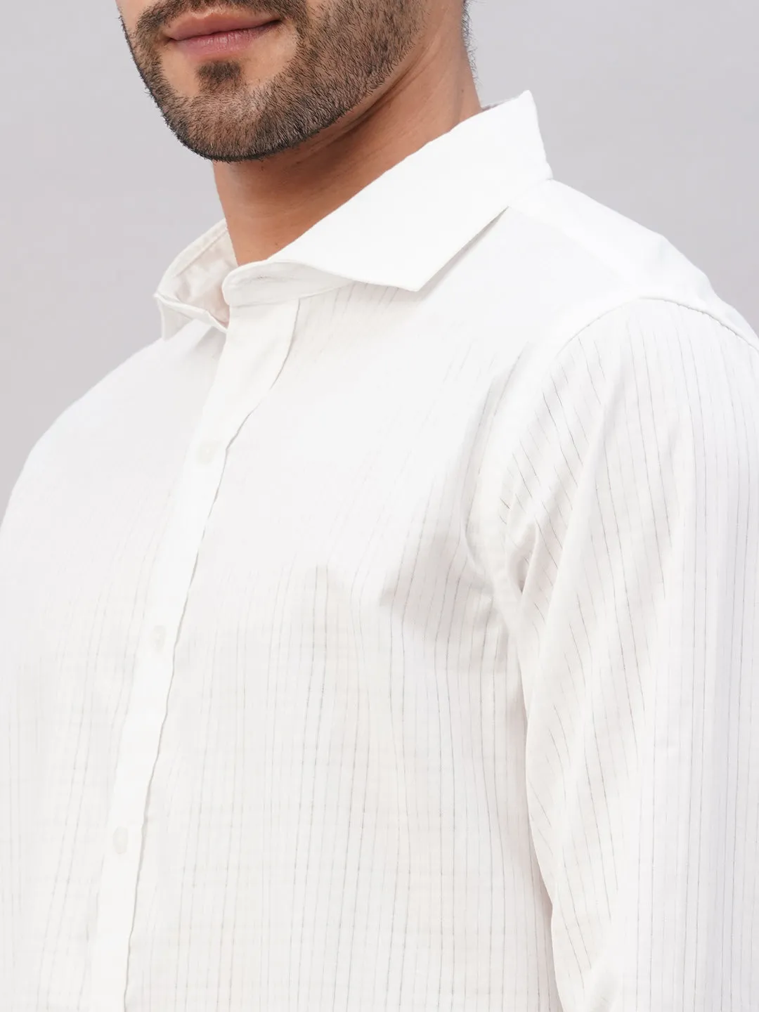 Men's White Cotton Slim Fit Shirt