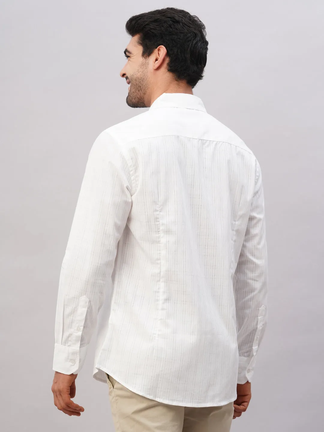 Men's White Cotton Slim Fit Shirt