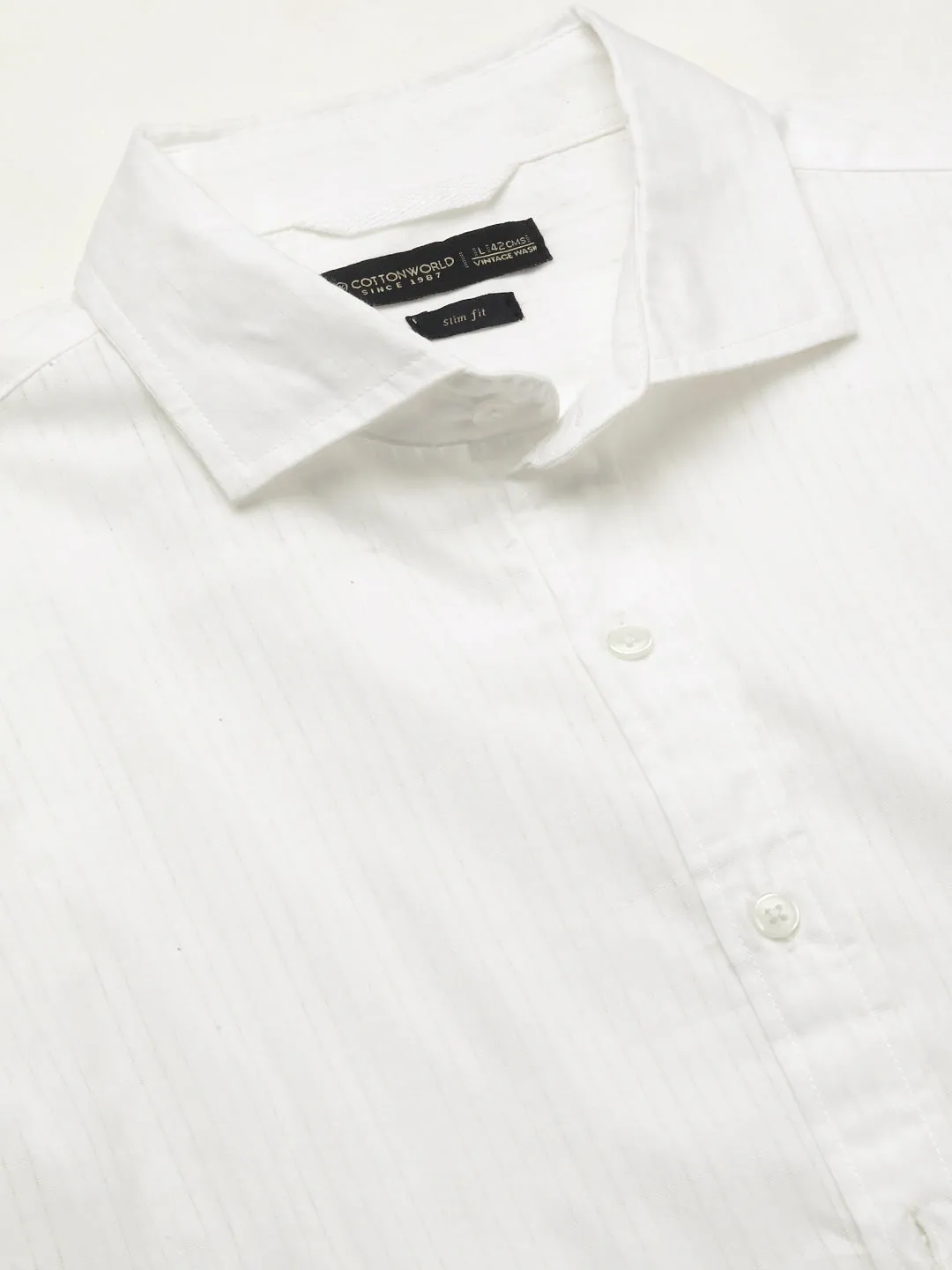 Men's White Cotton Slim Fit Shirt