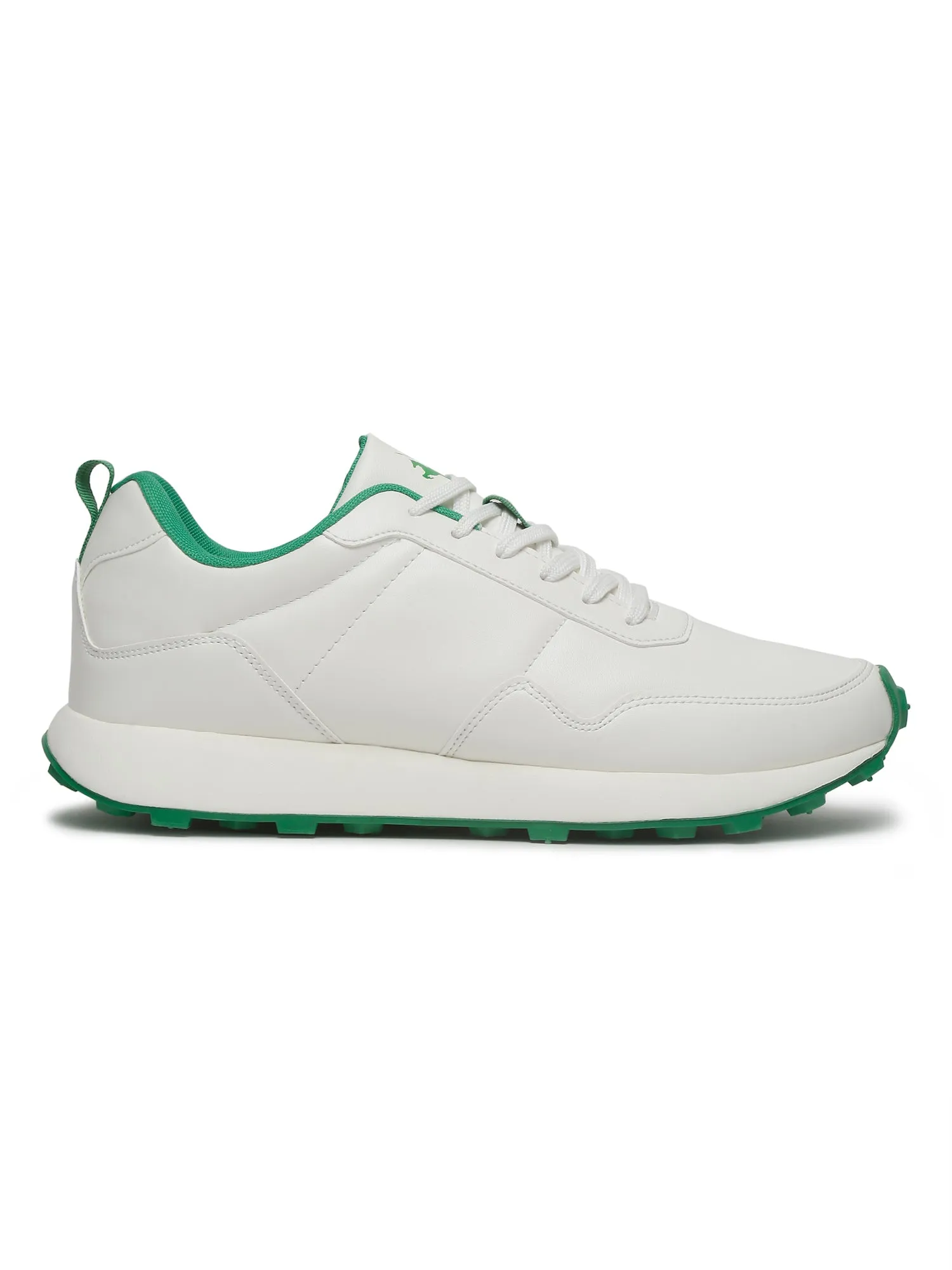 Men's White Solid Lace-Up Casual Sneakers