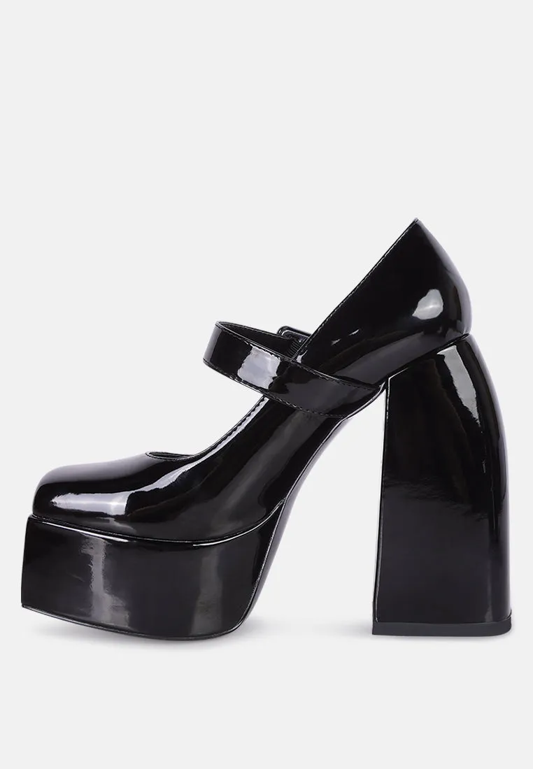 PABLO Black Statement High Platform Heel Mary Jane Sandals