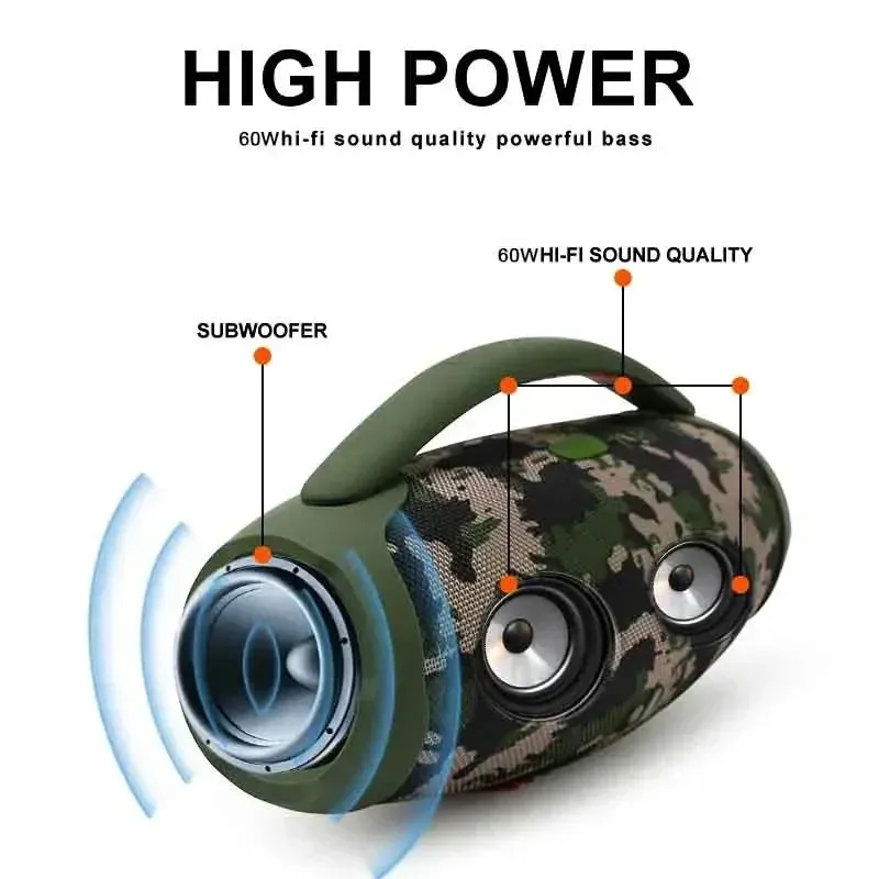 Portable Waterproof 100W High Power Bluetooth Speaker RGB Colorful Light Wireless Subwoofer 360 Stereo Surround Boom Box