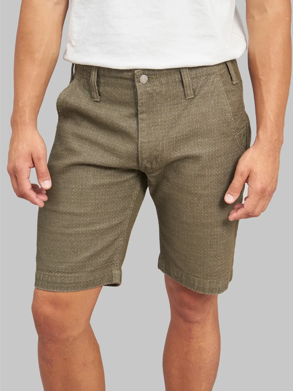 Pure Blue Japan 1171-OLV Sashiko Short Pants Olive