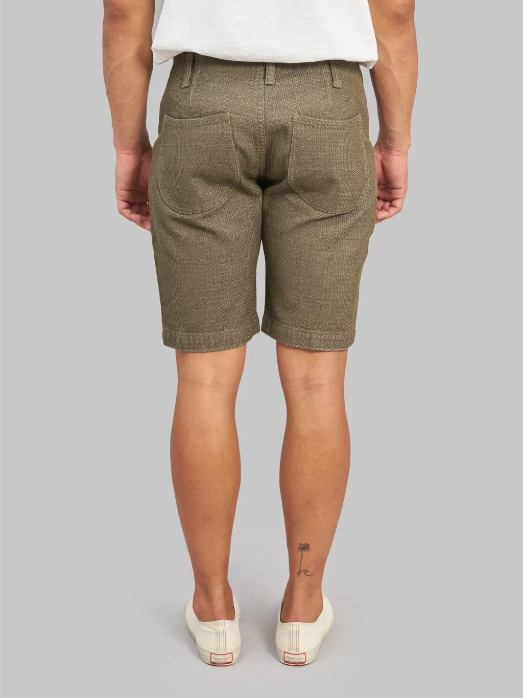 Pure Blue Japan 1171-OLV Sashiko Short Pants Olive