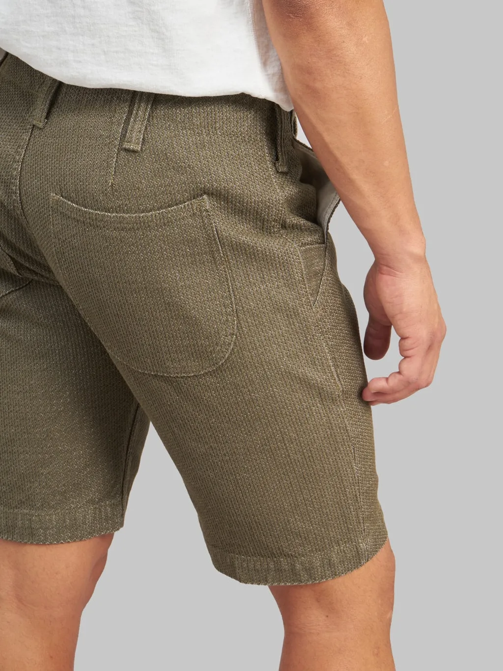 Pure Blue Japan 1171-OLV Sashiko Short Pants Olive