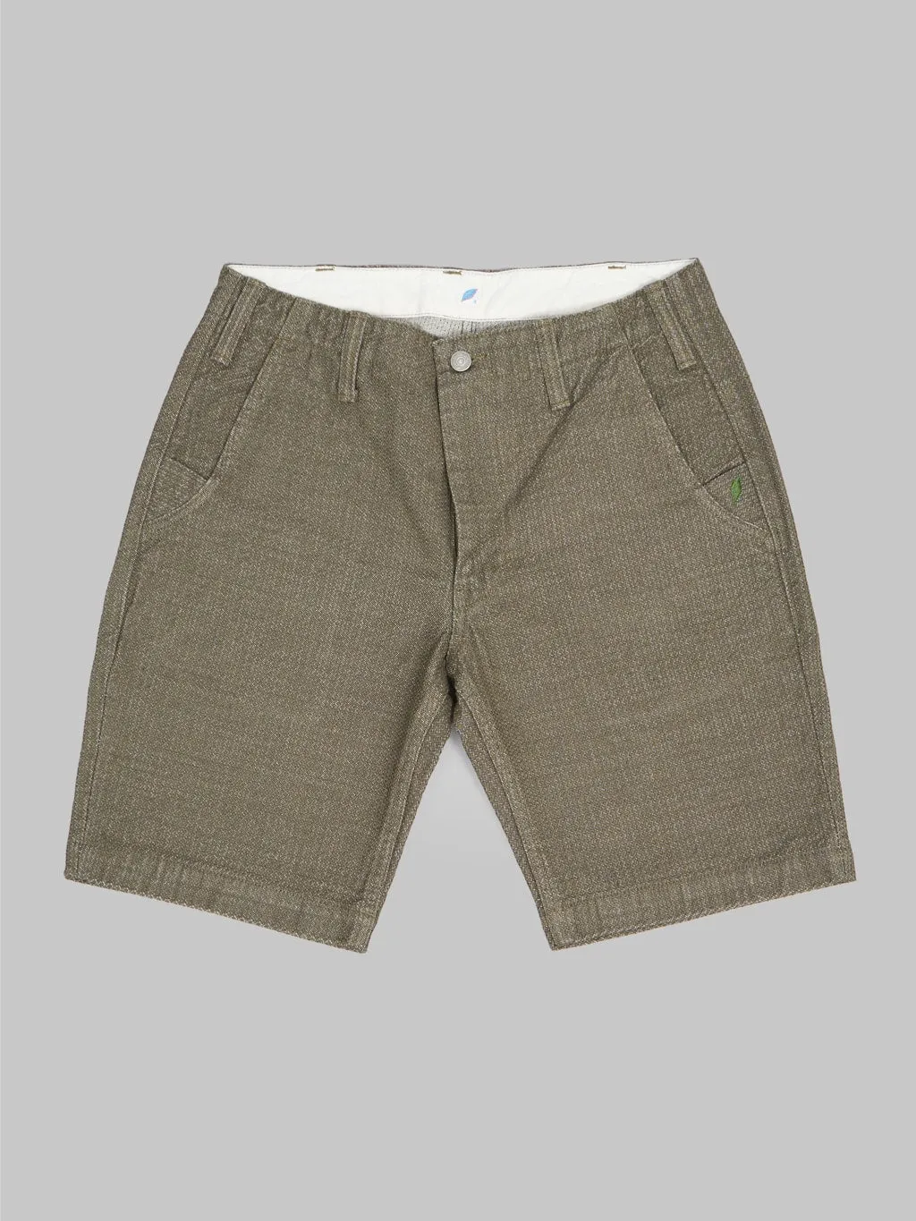 Pure Blue Japan 1171-OLV Sashiko Short Pants Olive