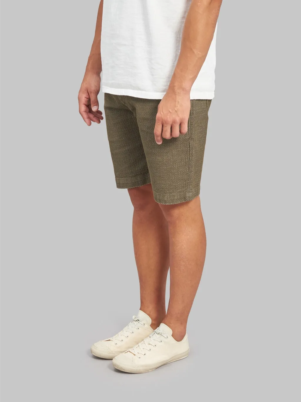 Pure Blue Japan 1171-OLV Sashiko Short Pants Olive