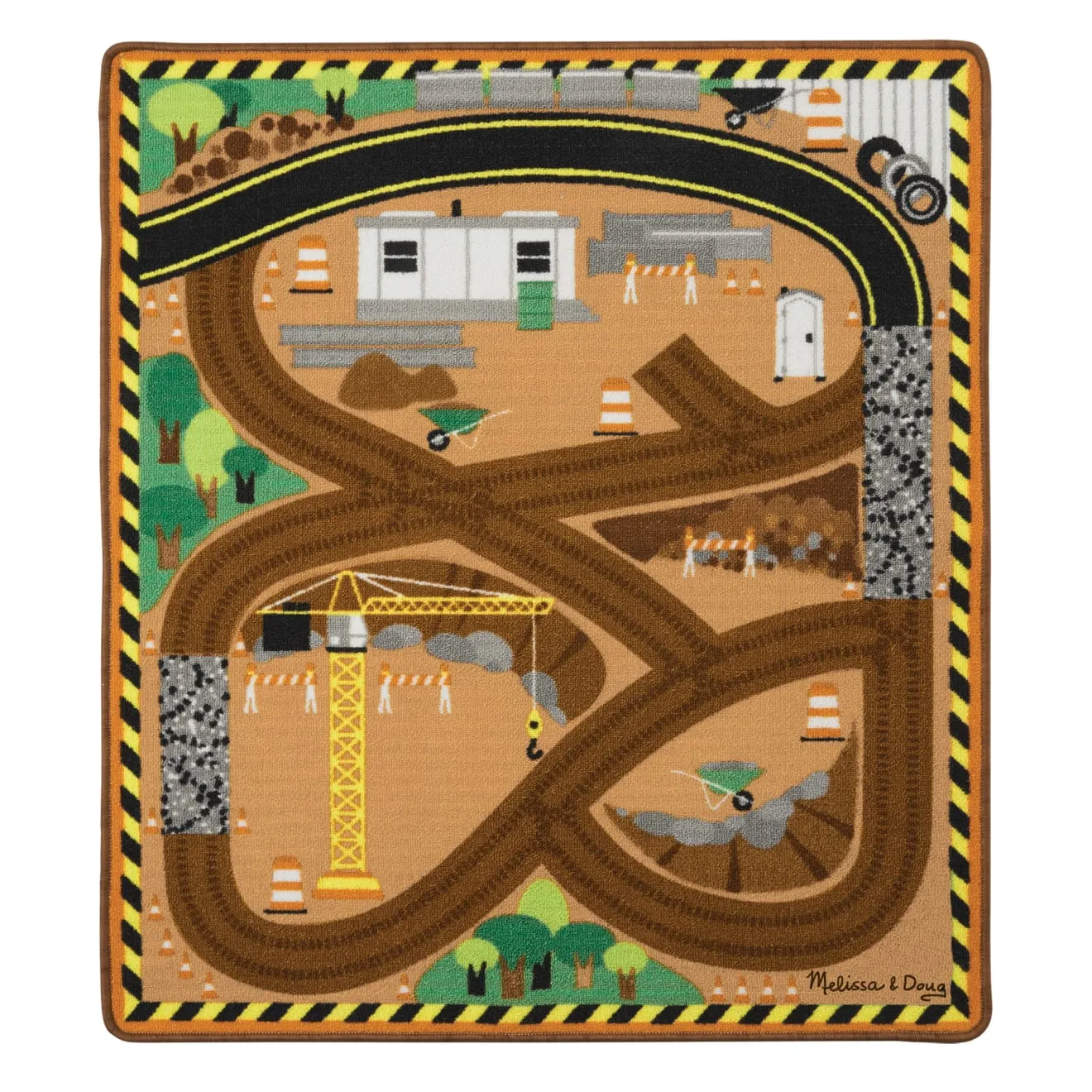 Round the Construction Zone Work Site Rug & Vehicle Set