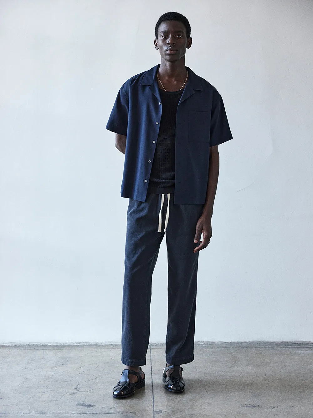 Textured Terry Travel Pant -- Navy