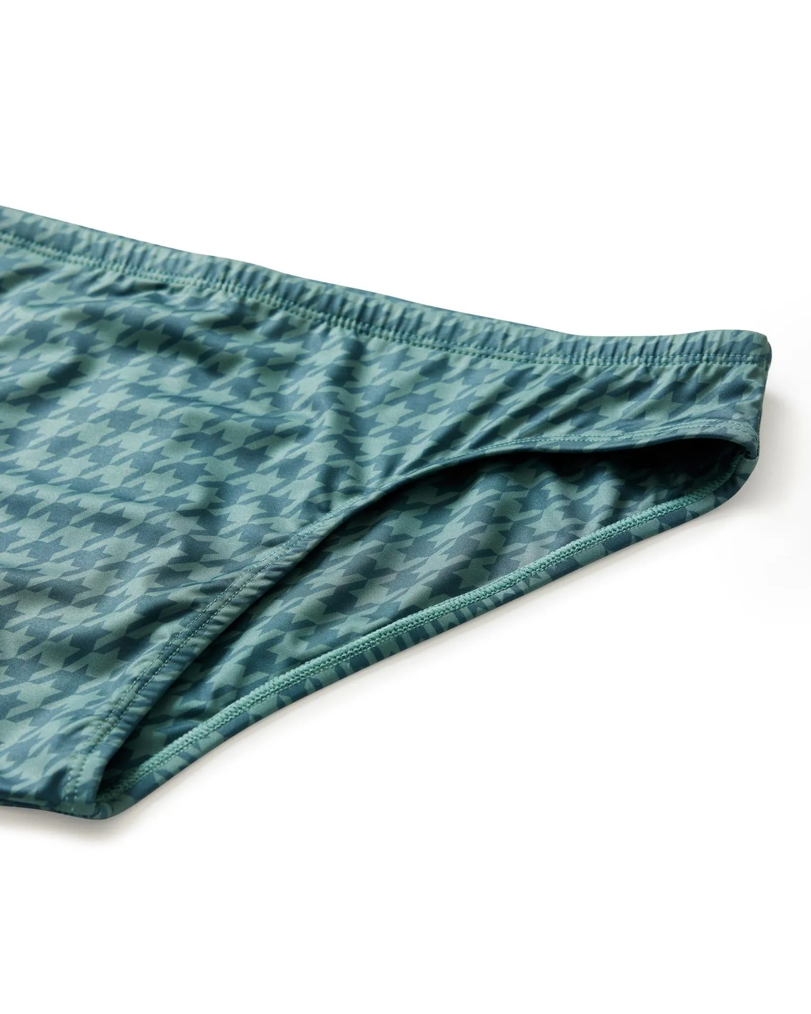 The Belize Swim Briefs - Emerald Houndstooth