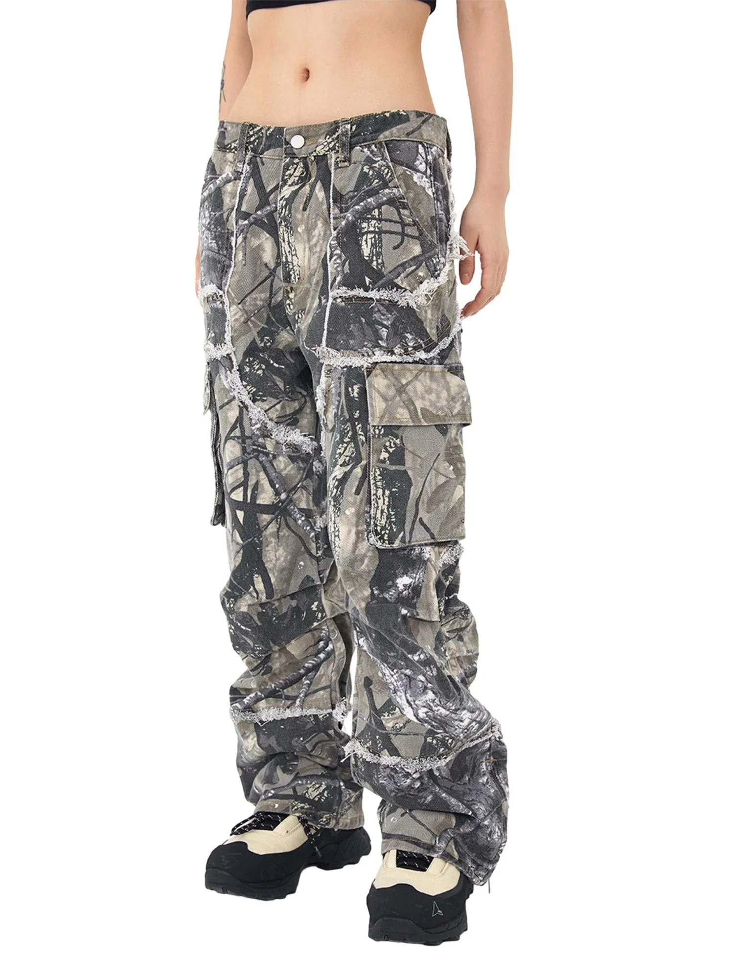 Thesupermade Camouflage Leaf Straight Leg Pants- 1870