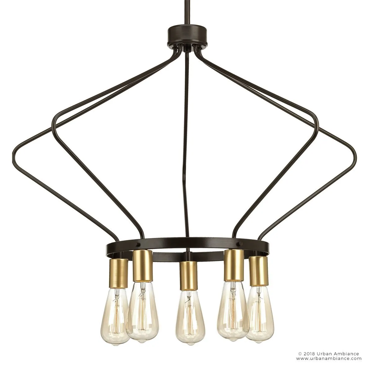 UHP2492 Mid-Century Modern Industrial Chandelier, 19-3/4"H x 30"W, Olde Bronze Finish, Palma Collection