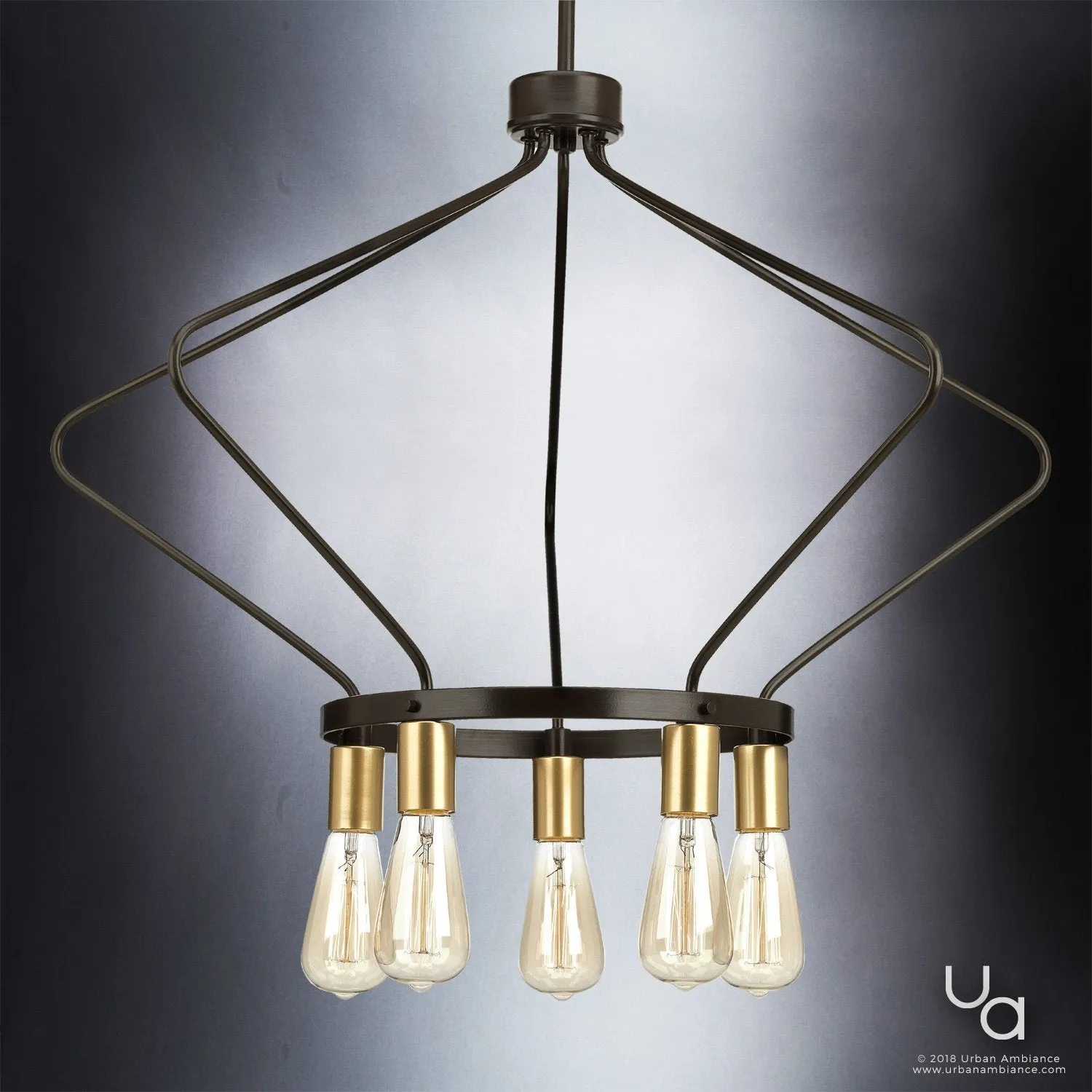 UHP2492 Mid-Century Modern Industrial Chandelier, 19-3/4"H x 30"W, Olde Bronze Finish, Palma Collection