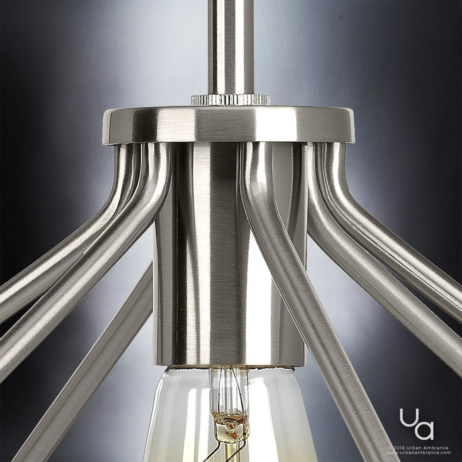 UHP2495 Mid-Century Modern Industrial Pendant, 9-5/8"H x 13"W, Brushed Nickel Finish, Palma Collection