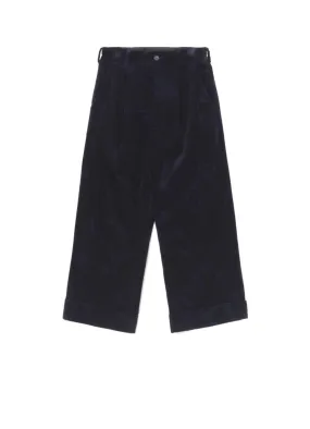 UNEVEN DYED CORDUROY 2 TUCK WIDE CUFFED PANTS