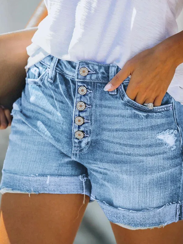 Women's Button Up Denim Shorts