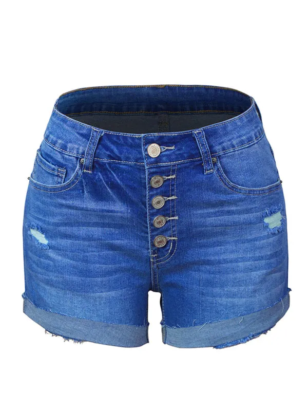 Women's Button Up Denim Shorts