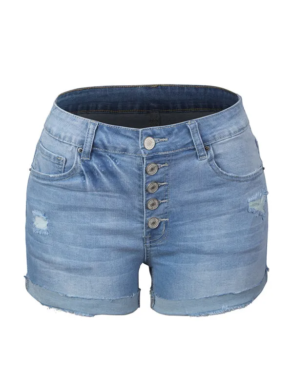 Women's Button Up Denim Shorts