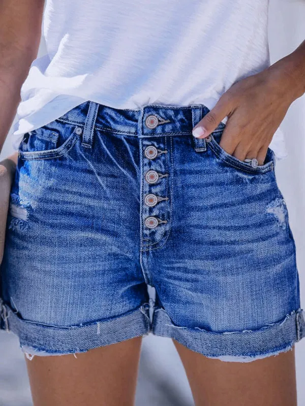 Women's Button Up Denim Shorts