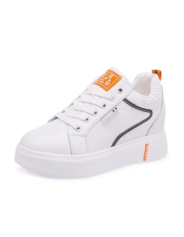 Women's Casual White Leather Sneakers