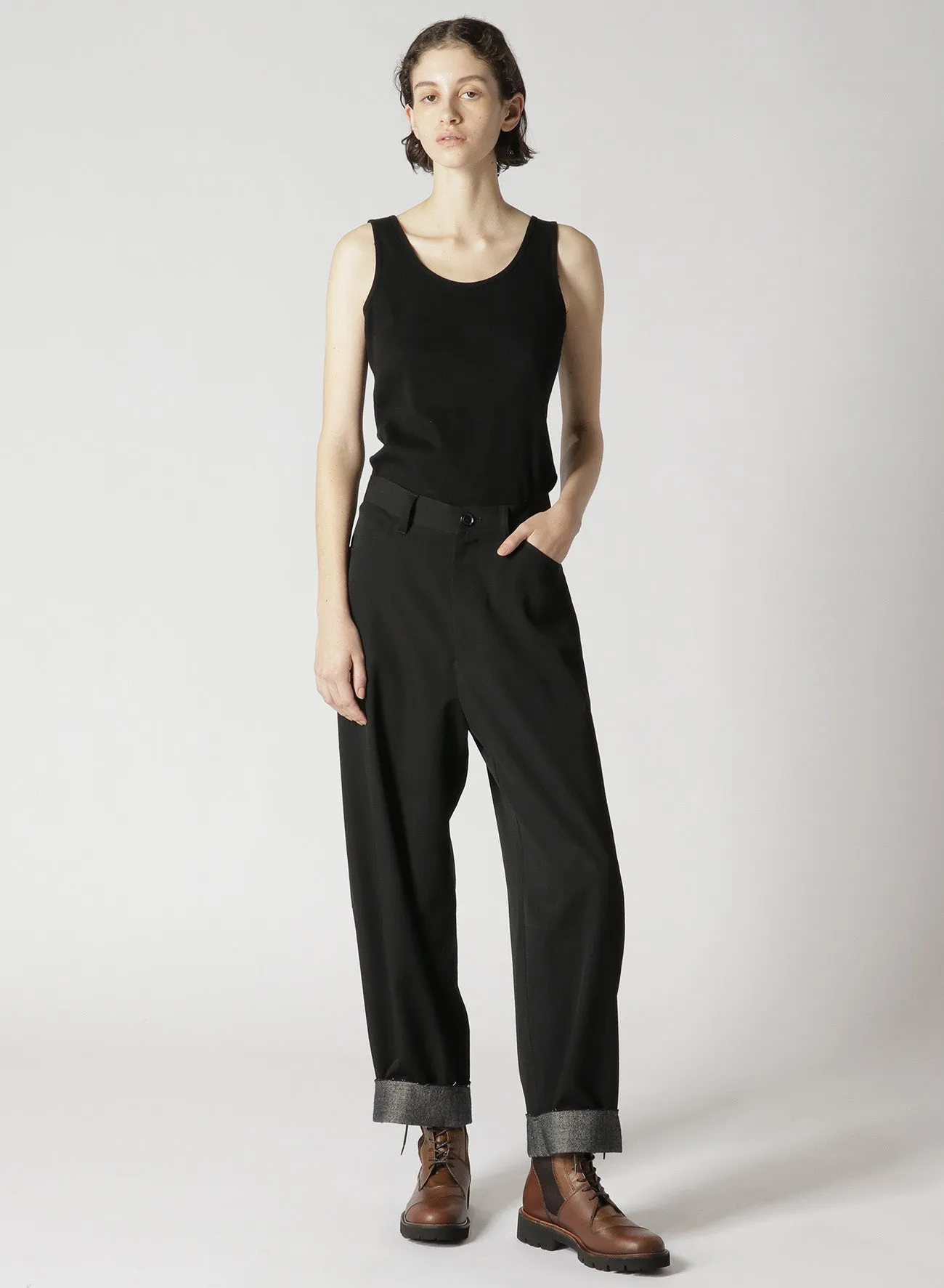 WOOL GABARDINE CUT-OUT PANTS